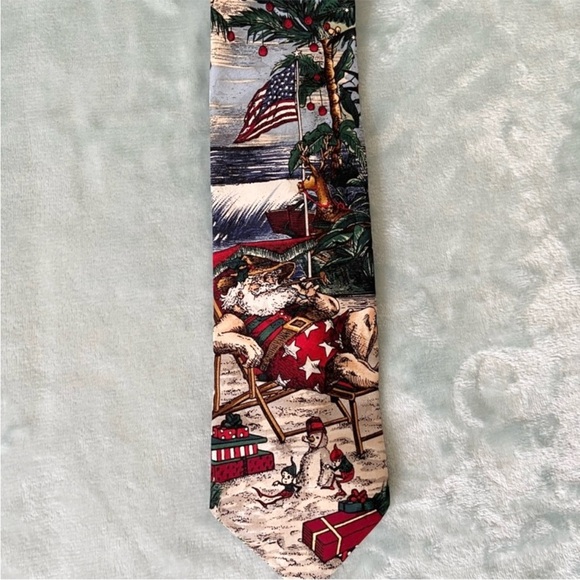 Vintage Tango by Max Raab Surfside Santa Silk Tie - Picture 1 of 4